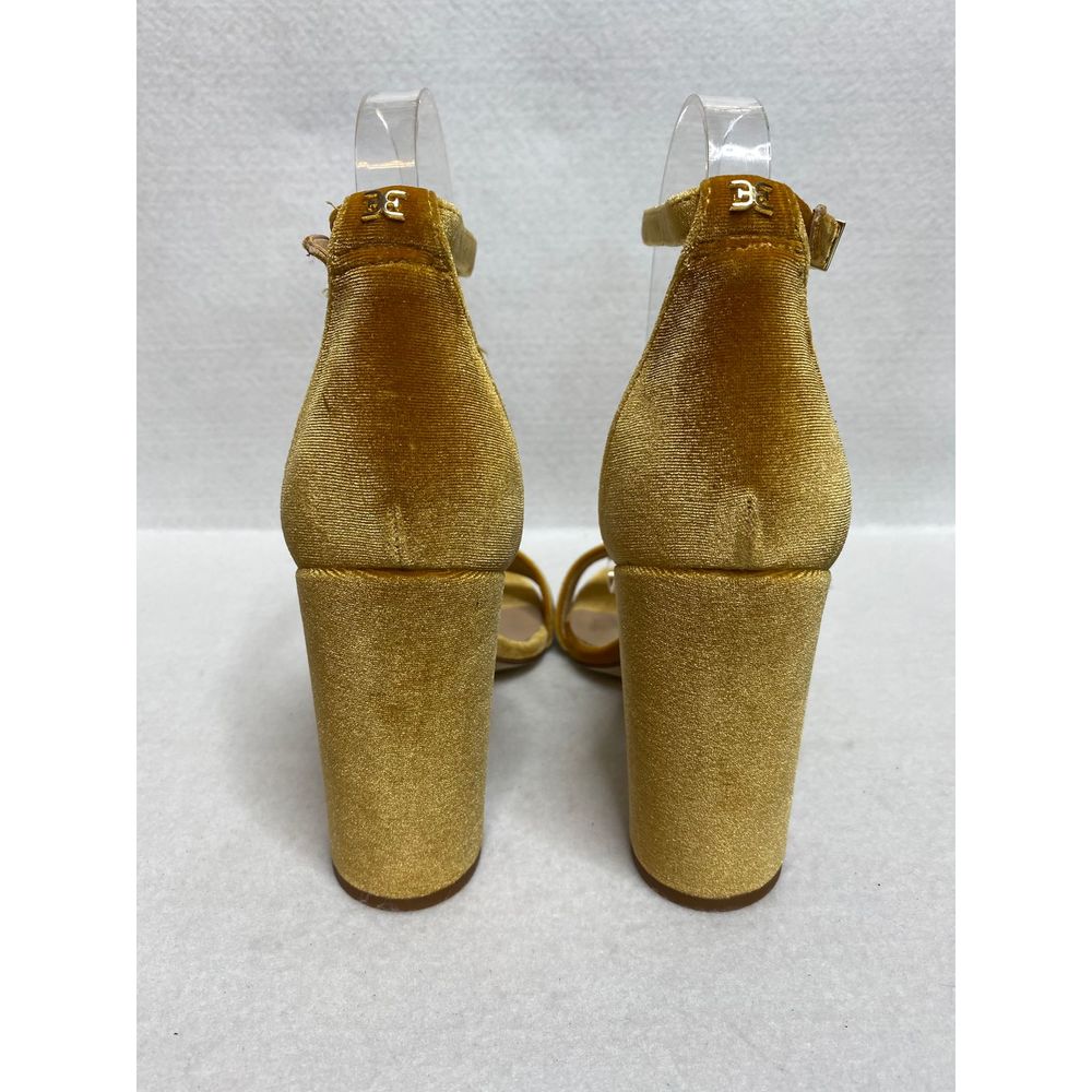 Sam Edelman Yaro Mustard Velvet Block Heel Sandals - Picture 4 of 8